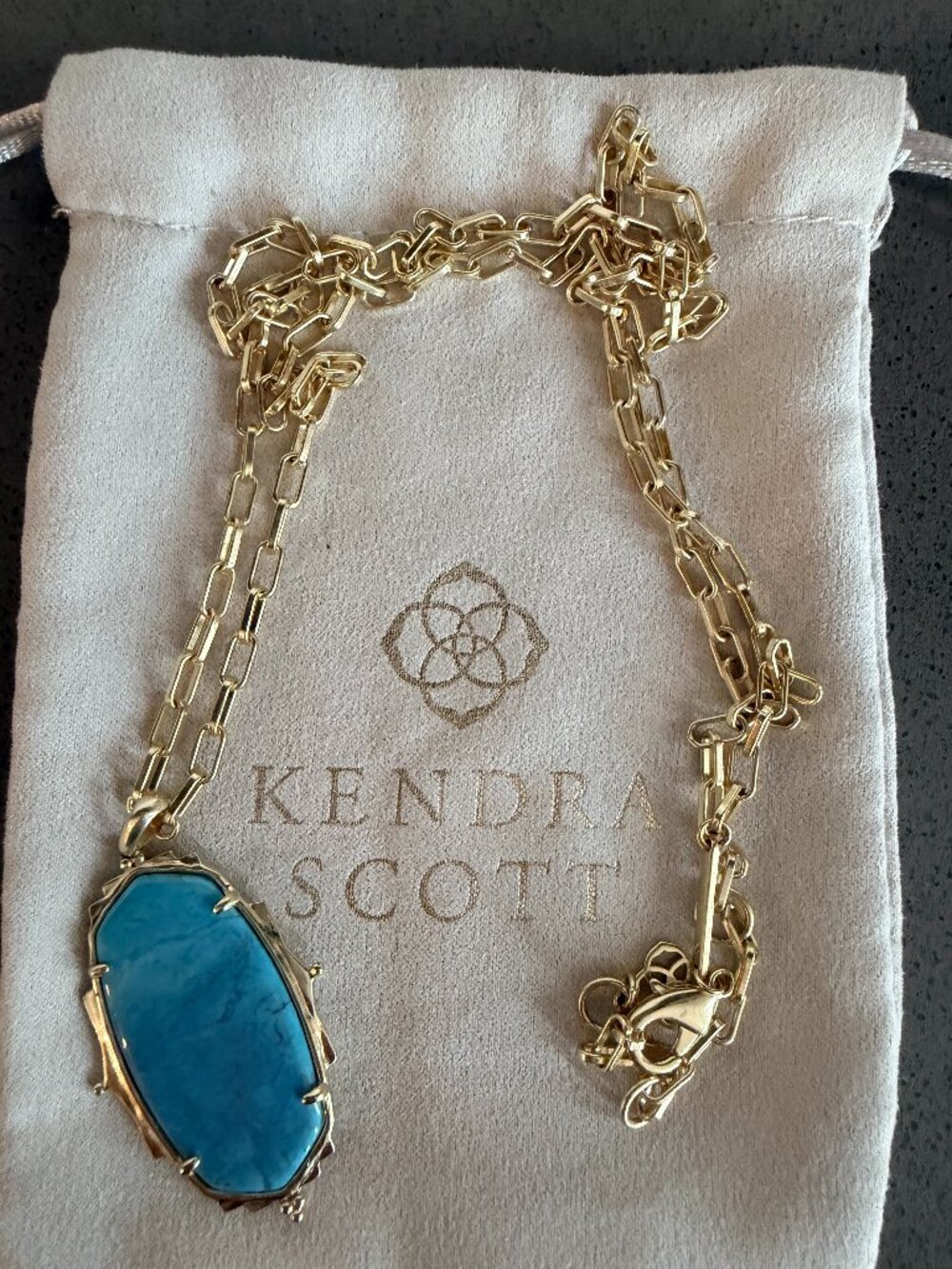 ✨ Kendra Scott Baroque Ella Long Pendant Necklace in Teal